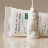 OTC version Complete No-Stress Physical Sunscreen V.3 being dispensed from the tube, showcasing its thick and nourishing formula for daily sun protection.